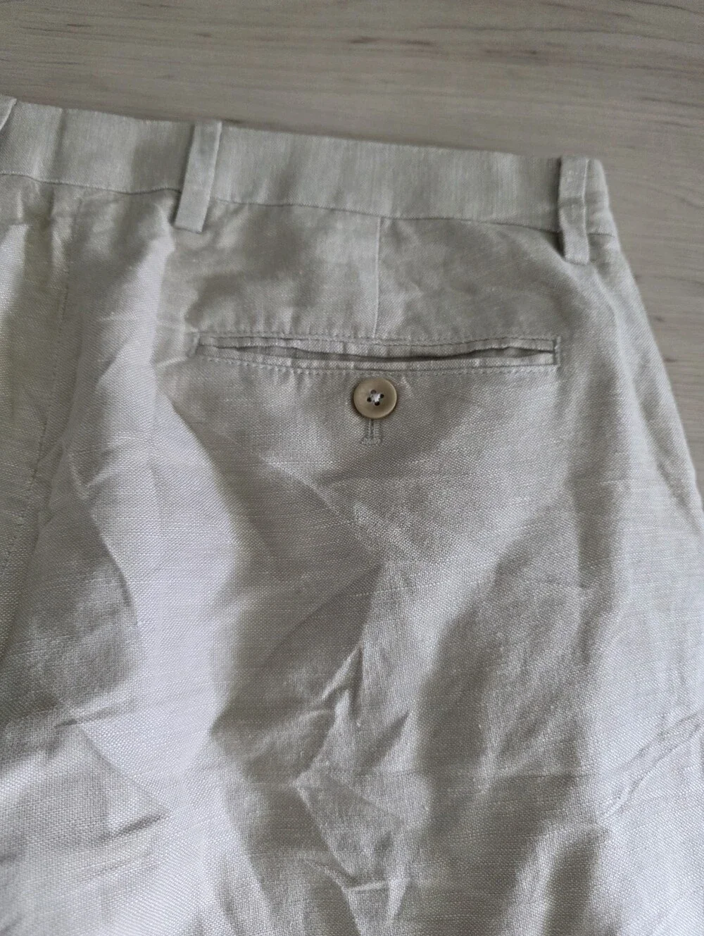 Banana Republic Kentfield Linen Blend Pants 33x32 Ivory Straight Leg Laggenlook
